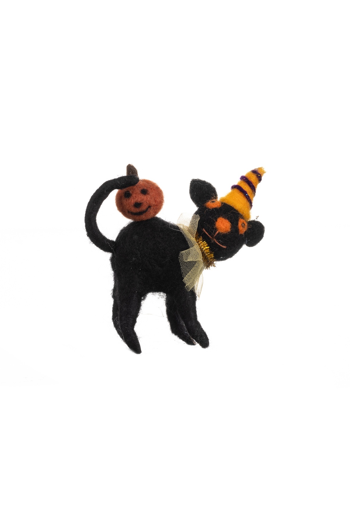 Shoeless Joe Cat with Pumpkin Decoration